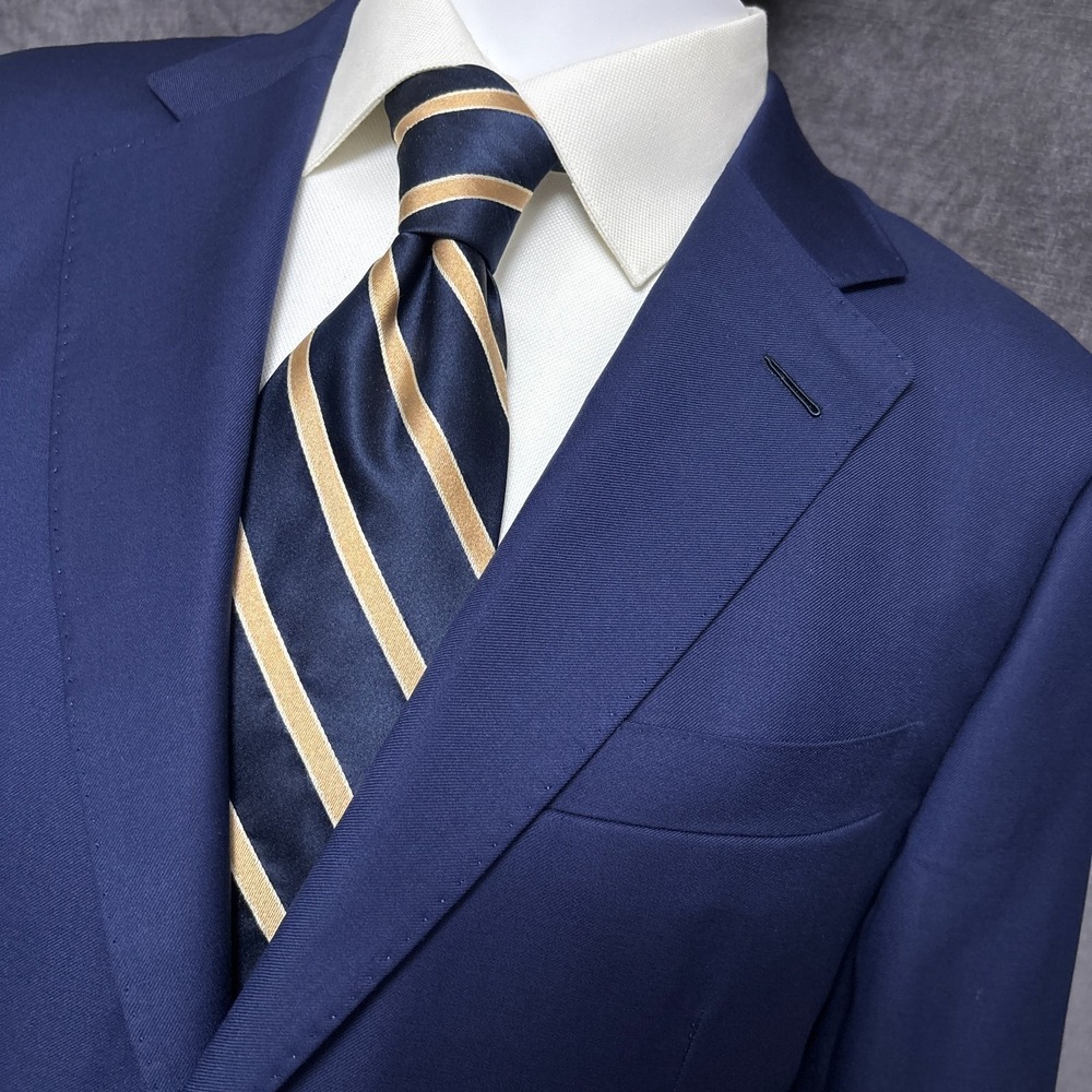 Romualdo Huddersfield 36S Slim Fit Bespoke Custom Canvased Blue Italian Wool